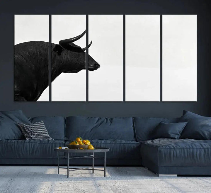 Spanish Bull Wall Art Extra Large Canvas Print Framed Ready to Hang