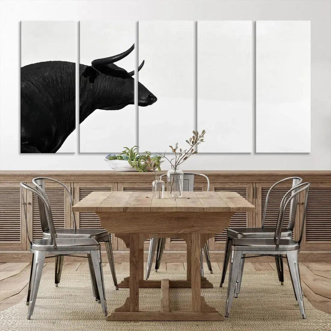 Spanish Bull Wall Art Extra Large Canvas Print Framed Ready to Hang