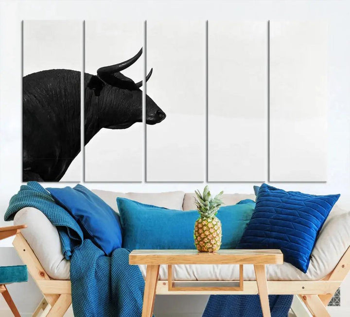 Spanish Bull Wall Art Extra Large Canvas Print Framed Ready to Hang