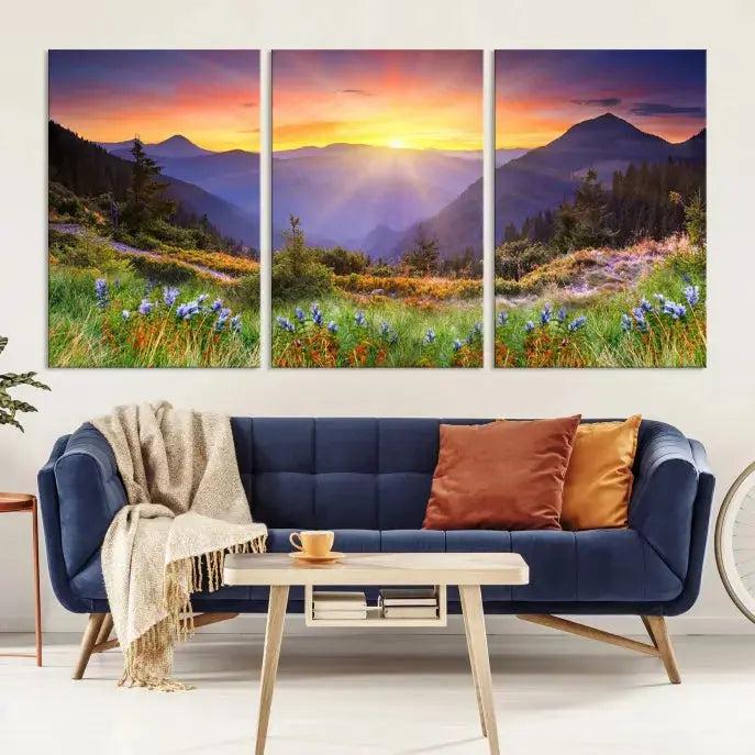 Spring Mountain Landscape Sunrise Nature Picture Giclee Canvas Wall Art Print