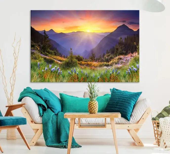 Spring Mountain Landscape Sunrise Nature Picture Giclee Canvas Wall Art Print