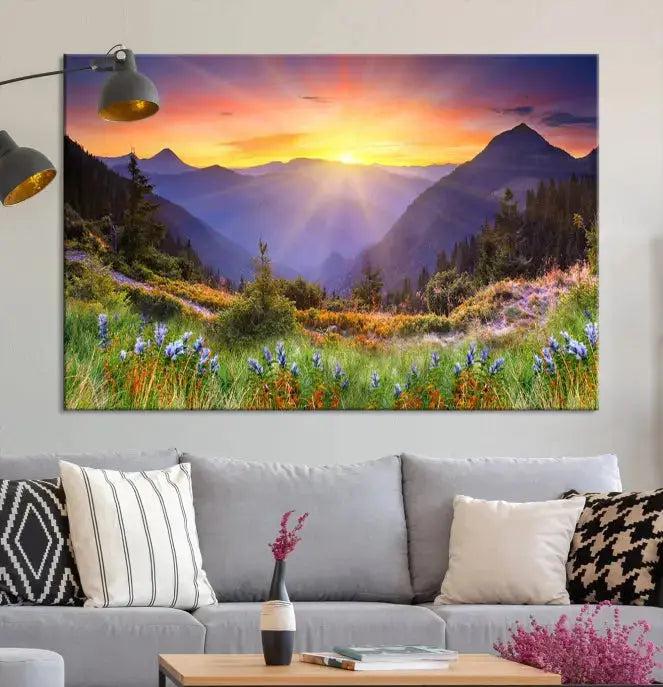 Spring Mountain Landscape Sunrise Nature Picture Giclee Canvas Wall Art Print