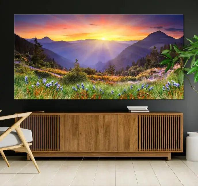 Spring Mountain Landscape Sunrise Nature Picture Giclee Canvas Wall Art Print