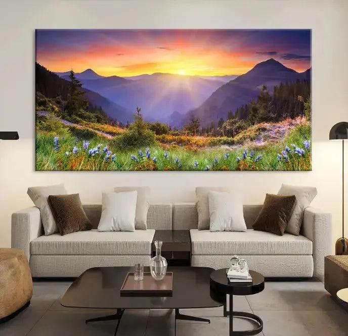 Spring Mountain Landscape Sunrise Nature Picture Giclee Canvas Wall Art Print