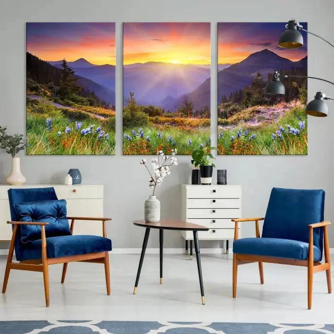 Spring Mountain Landscape Sunrise Nature Picture Giclee Canvas Wall Art Print