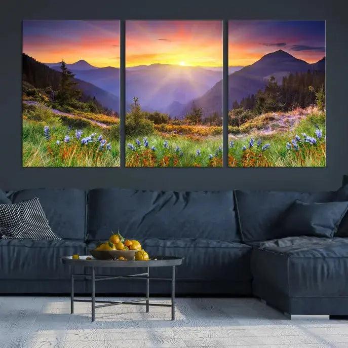 Spring Mountain Landscape Sunrise Nature Picture Giclee Canvas Wall Art Print