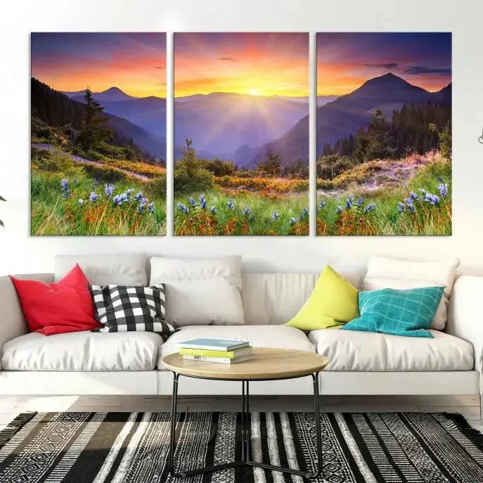 Spring Mountain Landscape Sunrise Nature Picture Giclee Canvas Wall Art Print