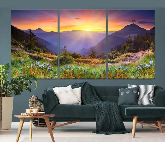 Spring Mountain Landscape Sunrise Nature Picture Giclee Canvas Wall Art Print