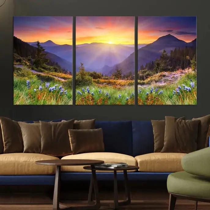 Spring Mountain Landscape Sunrise Nature Picture Giclee Canvas Wall Art Print