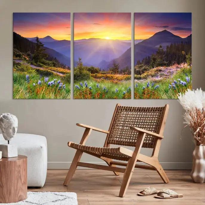 Spring Mountain Landscape Sunrise Nature Picture Giclee Canvas Wall Art Print