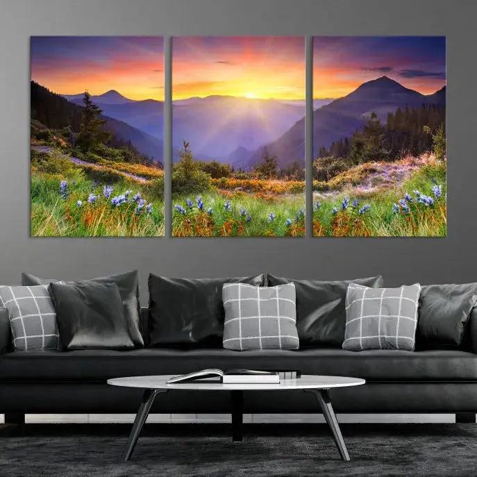 Spring Mountain Landscape Sunrise Nature Picture Giclee Canvas Wall Art Print