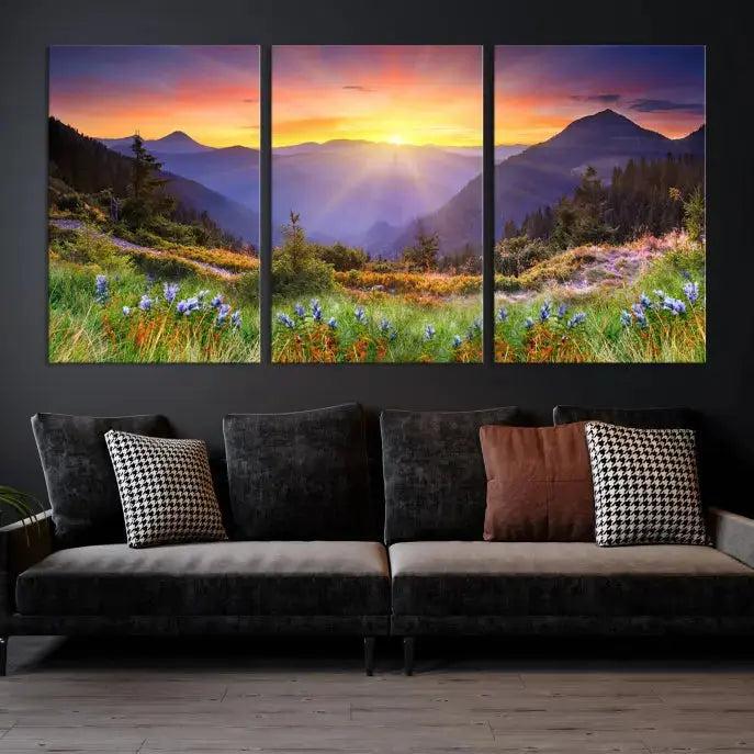 Spring Mountain Landscape Sunrise Nature Picture Giclee Canvas Wall Art Print