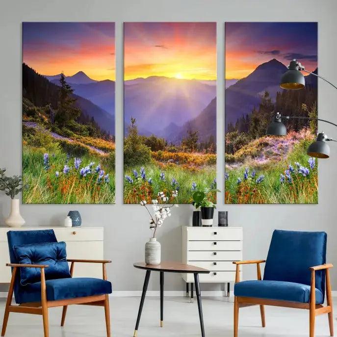 Spring Mountain Landscape Sunrise Nature Picture Giclee Canvas Wall Art Print