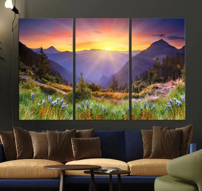 Spring Mountain Landscape Sunrise Nature Picture Giclee Canvas Wall Art Print