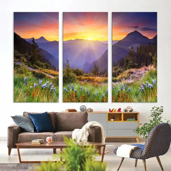 Spring Mountain Landscape Sunrise Nature Picture Giclee Canvas Wall Art Print