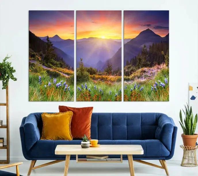 Spring Mountain Landscape Sunrise Nature Picture Giclee Canvas Wall Art Print