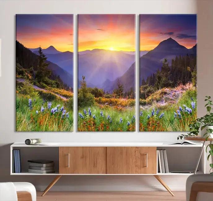 Spring Mountain Landscape Sunrise Nature Picture Giclee Canvas Wall Art Print