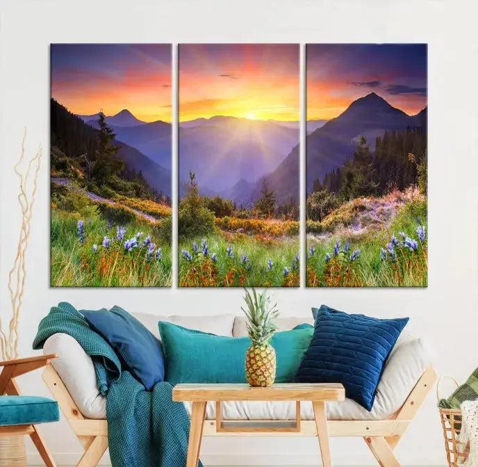 Spring Mountain Landscape Sunrise Nature Picture Giclee Canvas Wall Art Print