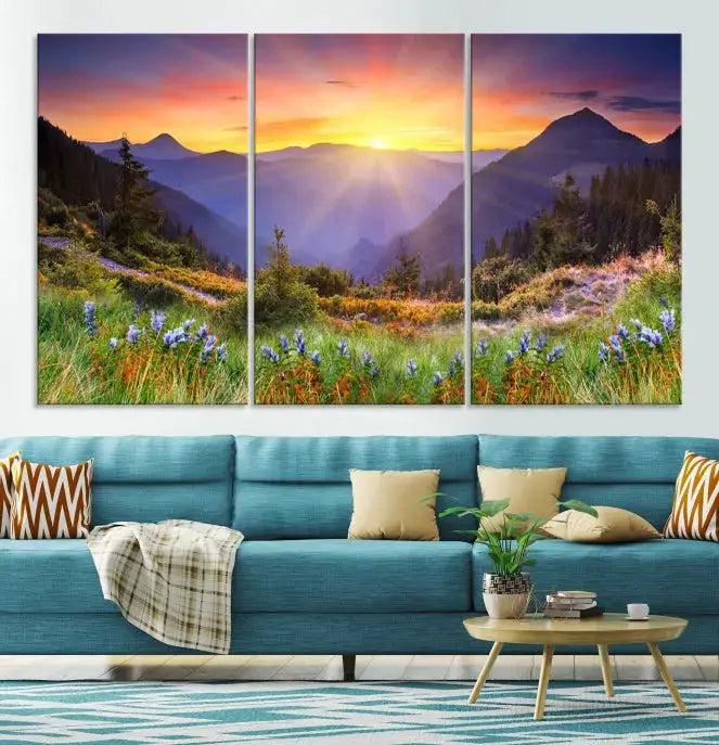 Spring Mountain Landscape Sunrise Nature Picture Giclee Canvas Wall Art Print