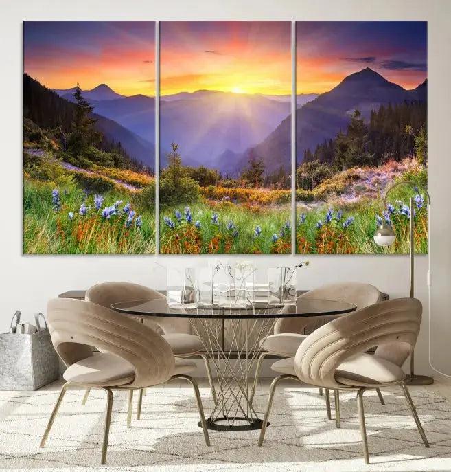 Spring Mountain Landscape Sunrise Nature Picture Giclee Canvas Wall Art Print