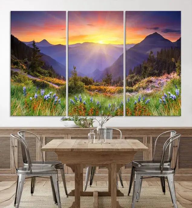 Spring Mountain Landscape Sunrise Nature Picture Giclee Canvas Wall Art Print