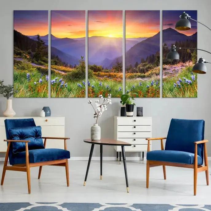 Spring Mountain Landscape Sunrise Nature Picture Giclee Canvas Wall Art Print