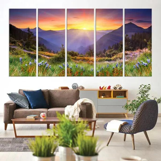 Spring Mountain Landscape Sunrise Nature Picture Giclee Canvas Wall Art Print