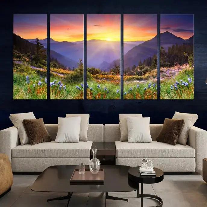 Spring Mountain Landscape Sunrise Nature Picture Giclee Canvas Wall Art Print