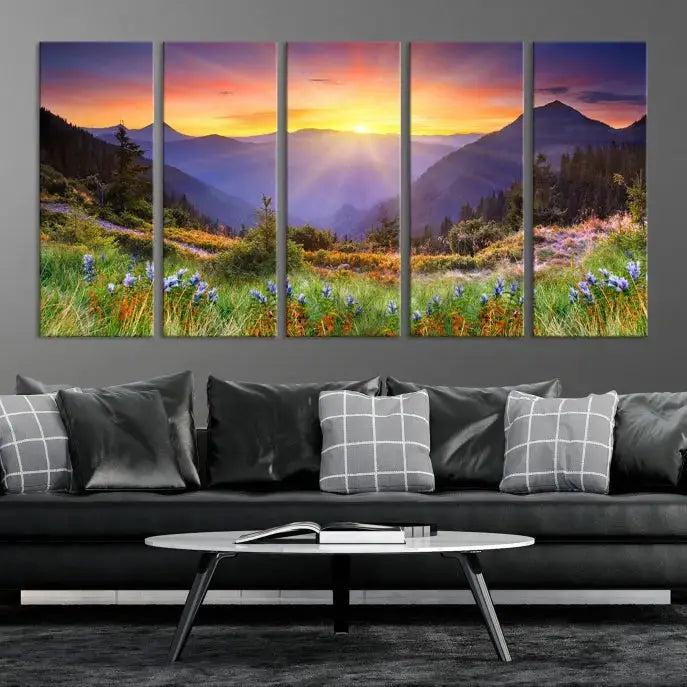 Spring Mountain Landscape Sunrise Nature Picture Giclee Canvas Wall Art Print