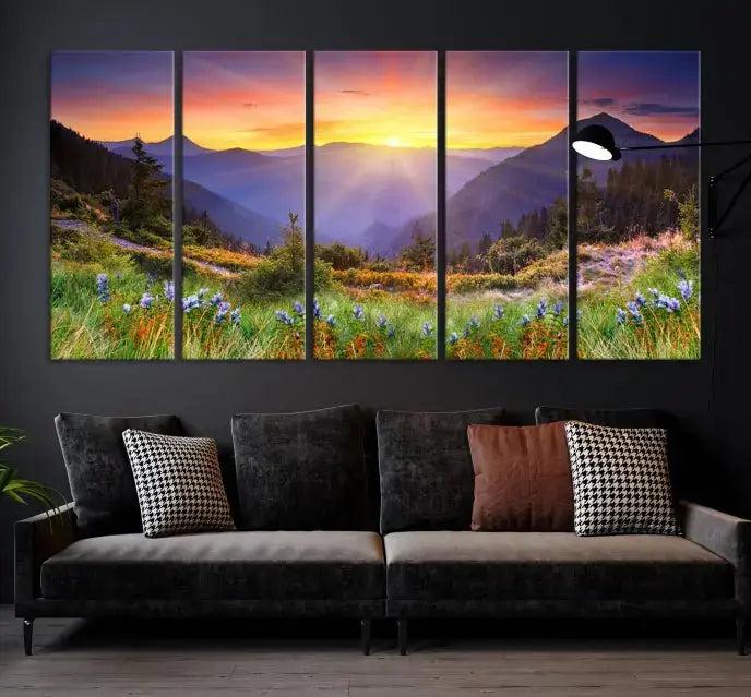 Spring Mountain Landscape Sunrise Nature Picture Giclee Canvas Wall Art Print