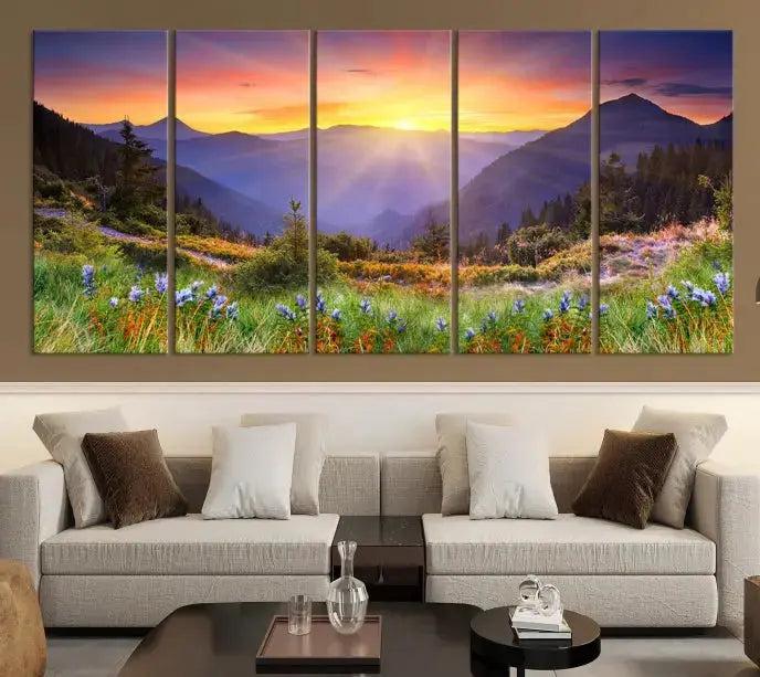 Spring Mountain Landscape Sunrise Nature Picture Giclee Canvas Wall Art Print