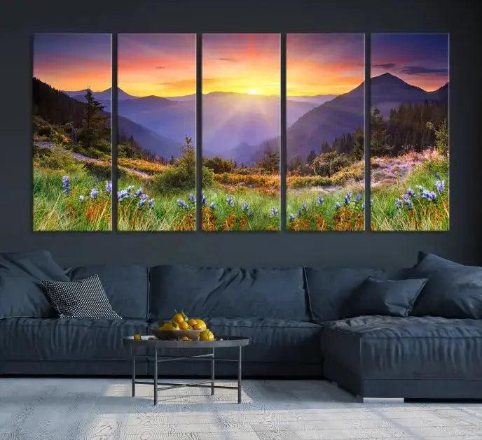 Spring Mountain Landscape Sunrise Nature Picture Giclee Canvas Wall Art Print