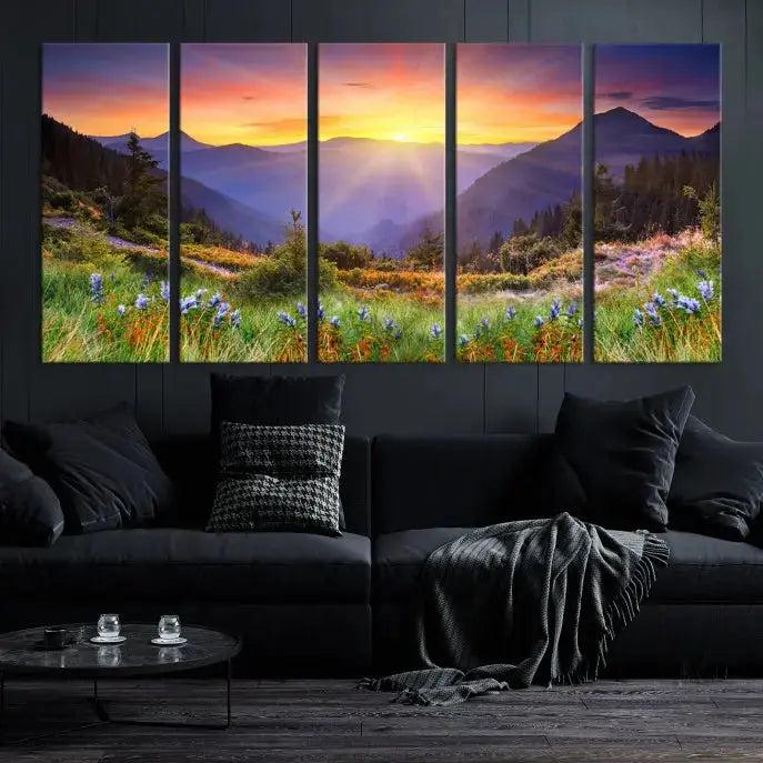 Spring Mountain Landscape Sunrise Nature Picture Giclee Canvas Wall Art Print