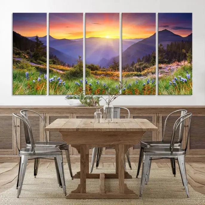 Spring Mountain Landscape Sunrise Nature Picture Giclee Canvas Wall Art Print