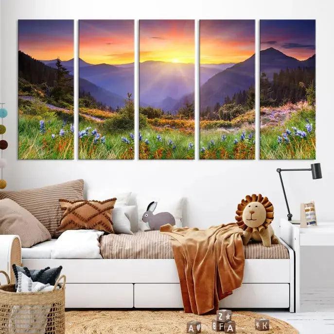 Spring Mountain Landscape Sunrise Nature Picture Giclee Canvas Wall Art Print