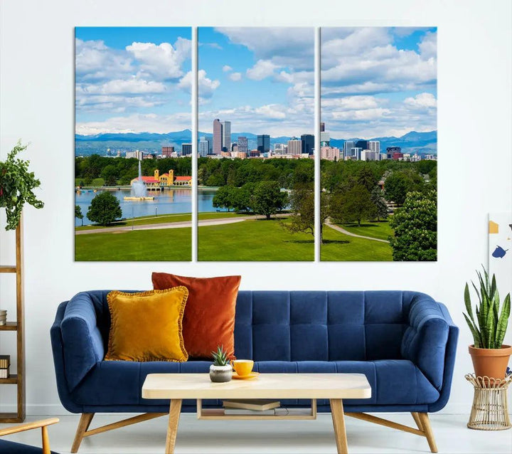 Spring in Denver Cityscape View Large Wall Art Canvas Print