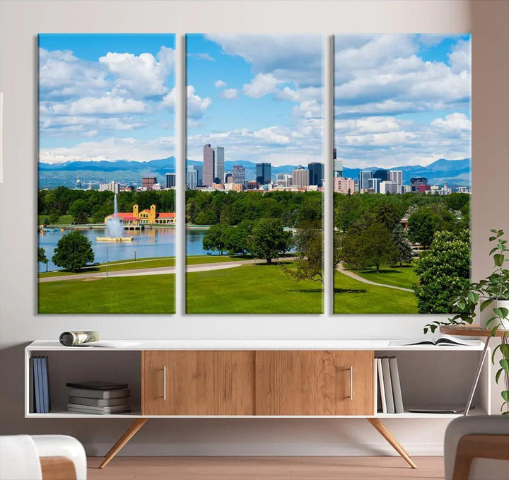 Spring in Denver Cityscape View Large Wall Art Canvas Print