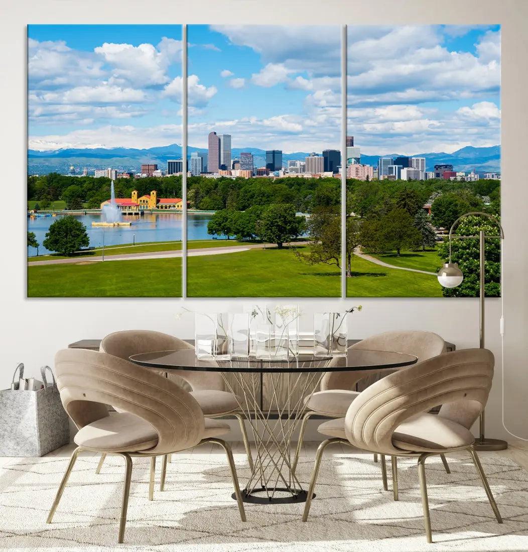 Spring in Denver Cityscape View Large Wall Art Canvas Print