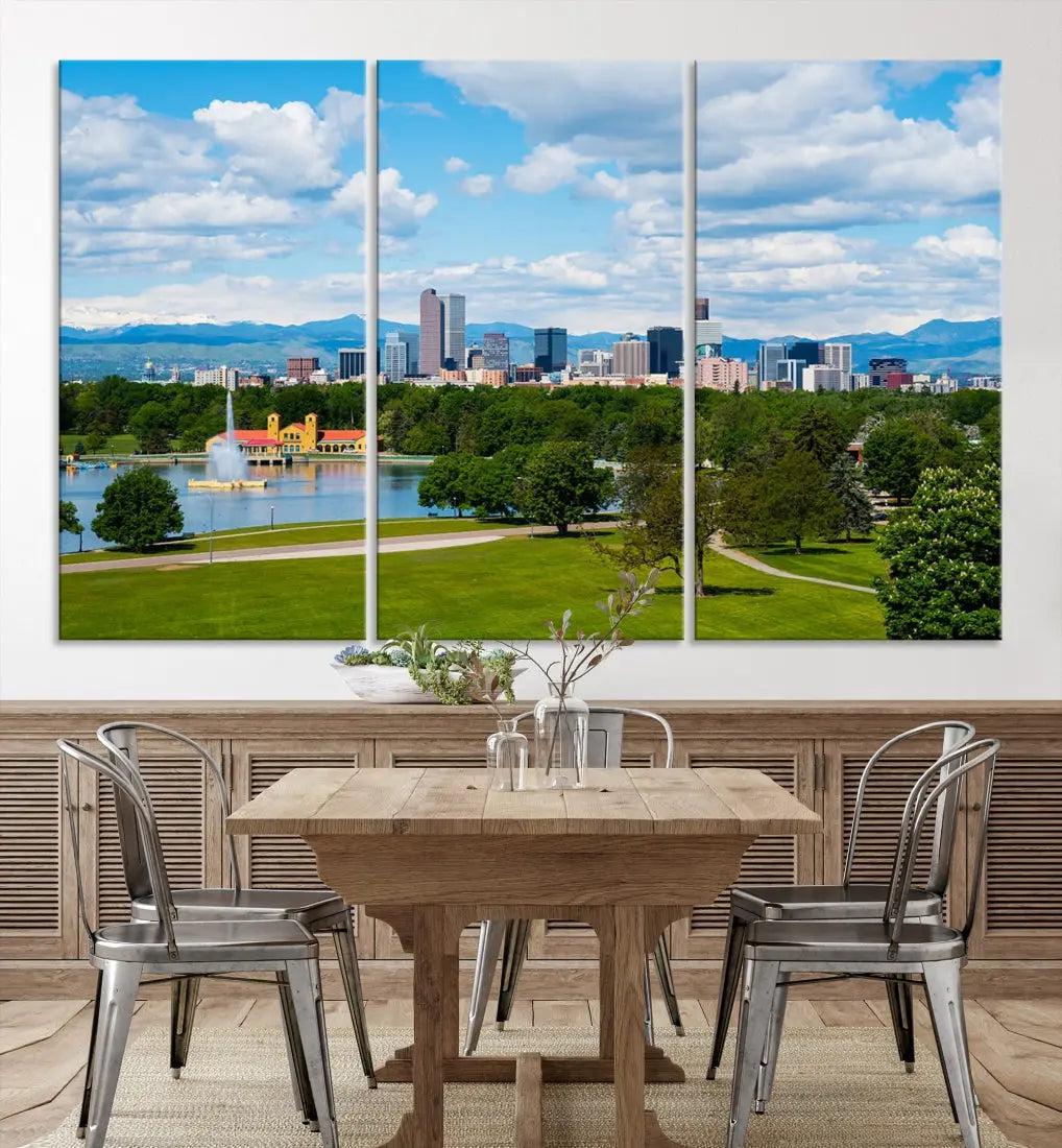 Spring in Denver Cityscape View Large Wall Art Canvas Print