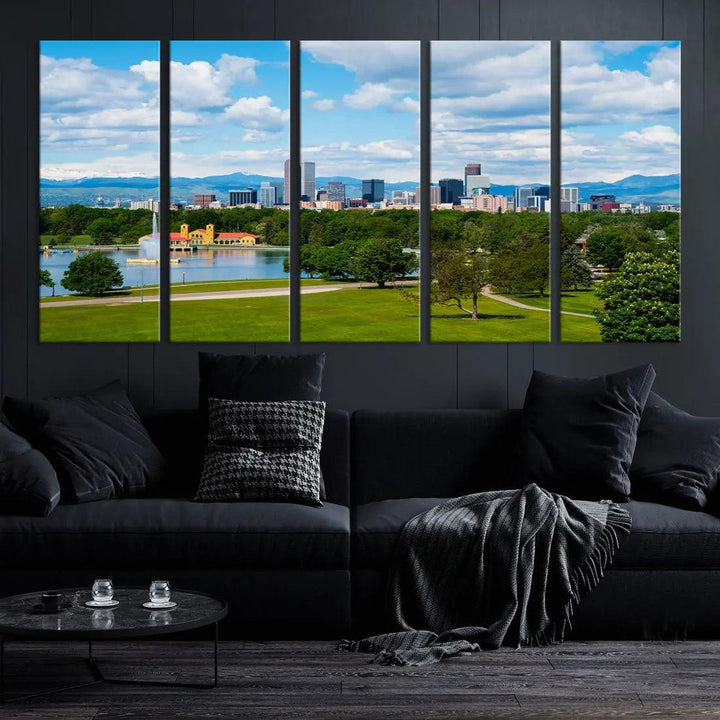 Spring in Denver Cityscape View Large Wall Art Canvas Print