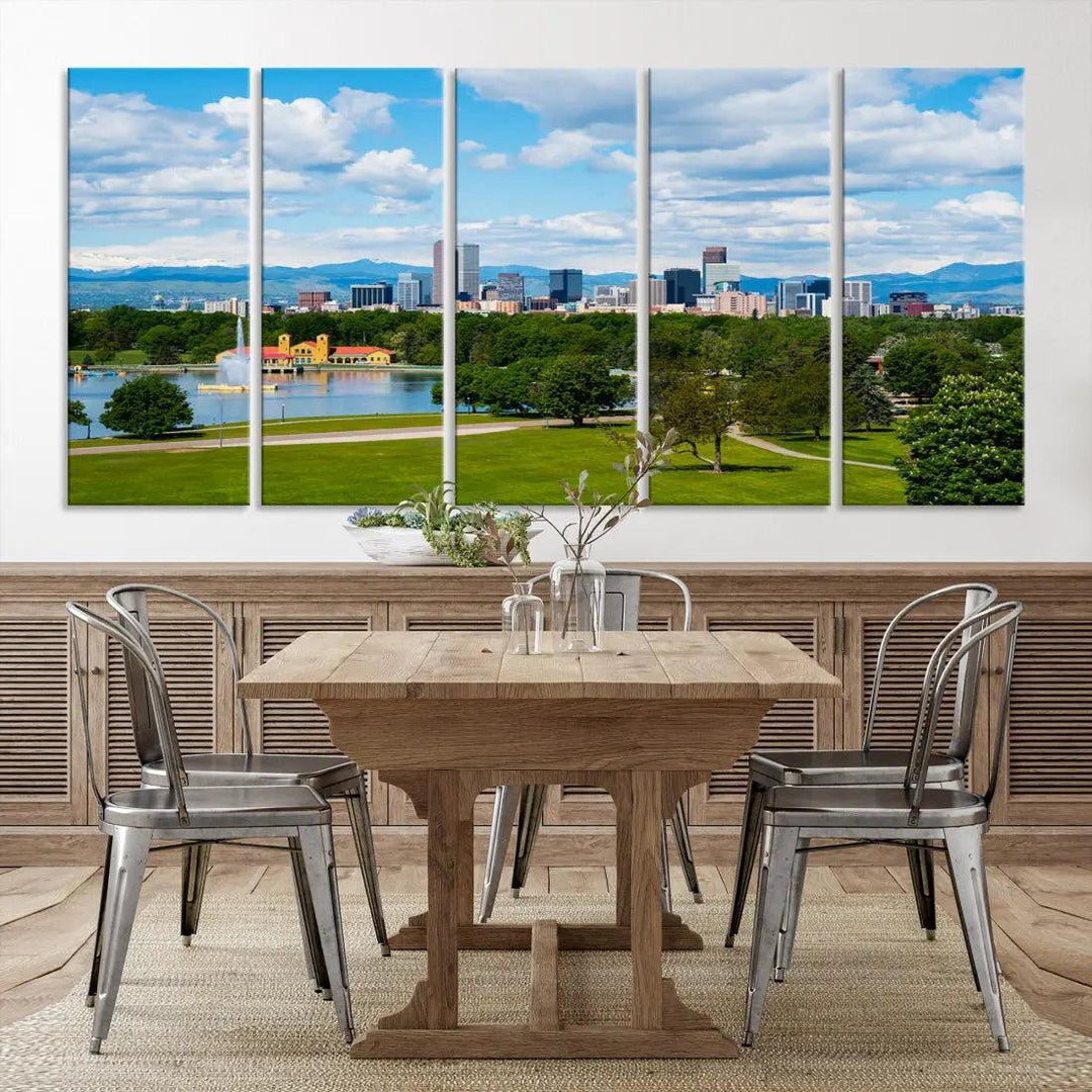 Spring in Denver Cityscape View Large Wall Art Canvas Print