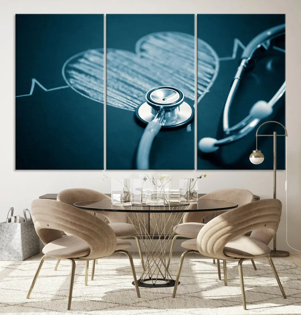 Stethoscope Wall Art Canvas Print Doctor Health Artwork Framed Ready to Hang