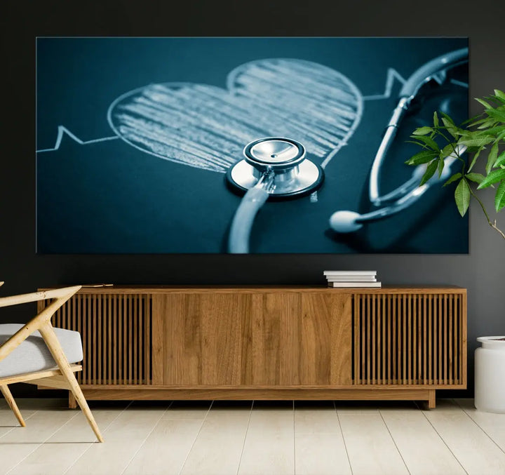 Stethoscope Wall Art Canvas Print Doctor Health Artwork Framed Ready to Hang