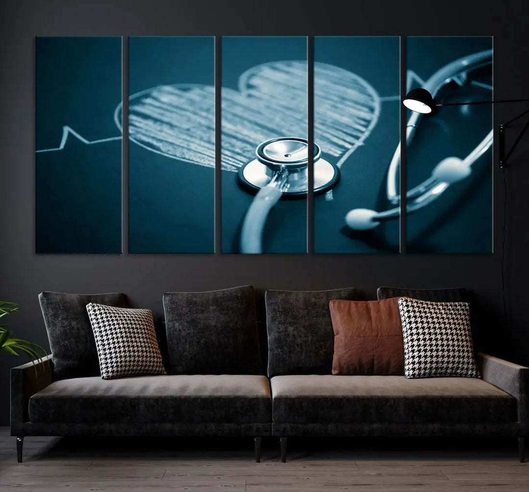 Stethoscope Wall Art Canvas Print Doctor Health Artwork Framed Ready to Hang