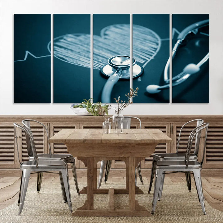 Stethoscope Wall Art Canvas Print Doctor Health Artwork Framed Ready to Hang