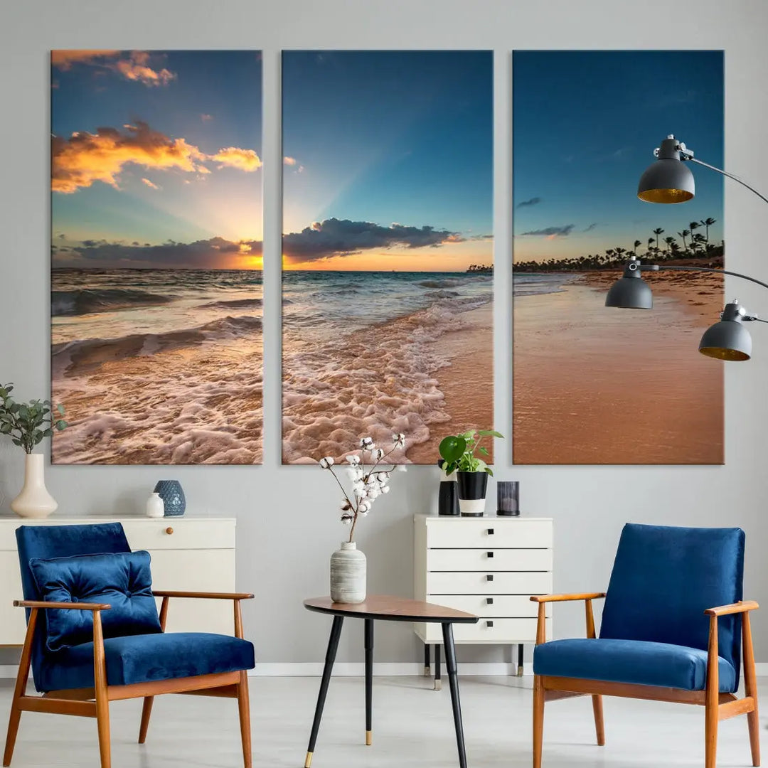 Stunning Coastal Sunset Canvas Print Wall Art for Ocean & Beach LoversA Must-Have Decor Piece