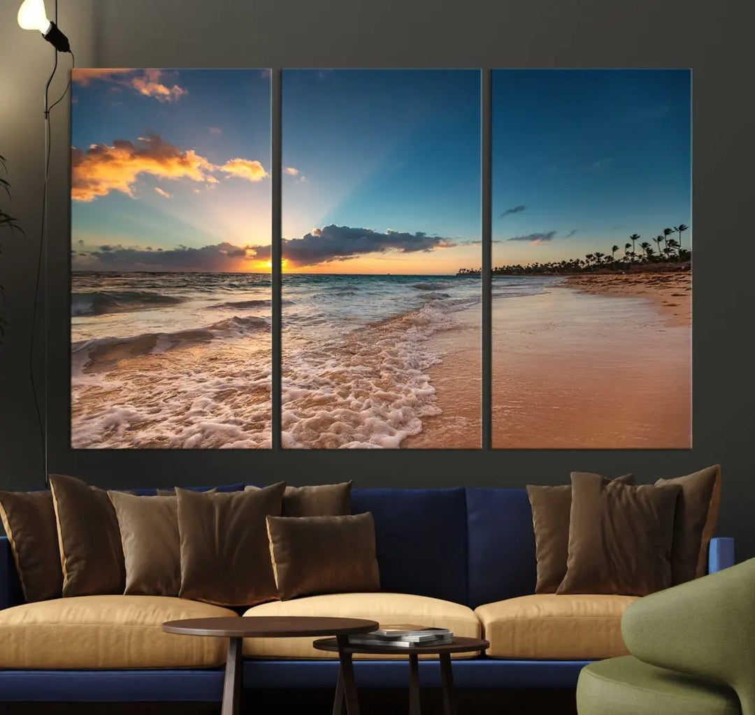 Stunning Coastal Sunset Canvas Print Wall Art for Ocean & Beach LoversA Must-Have Decor Piece