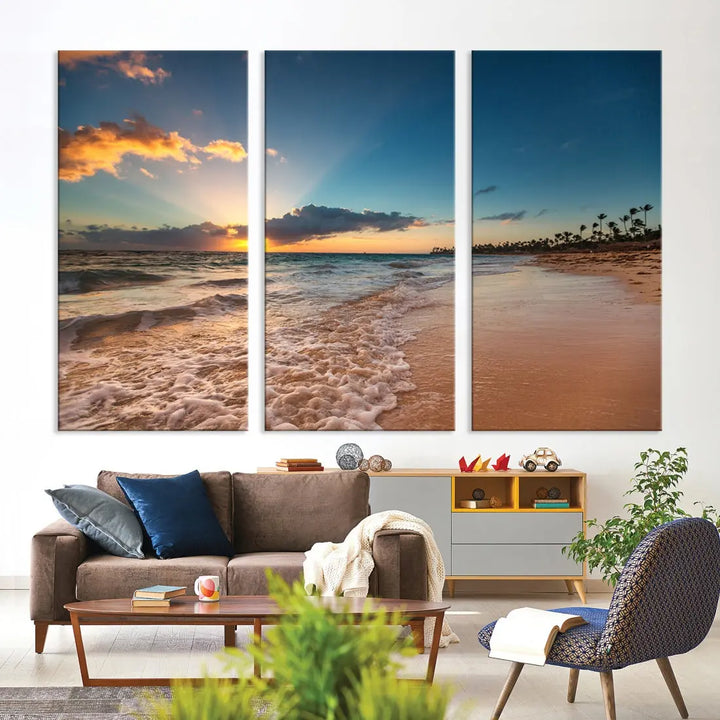 Stunning Coastal Sunset Canvas Print Wall Art for Ocean & Beach LoversA Must-Have Decor Piece