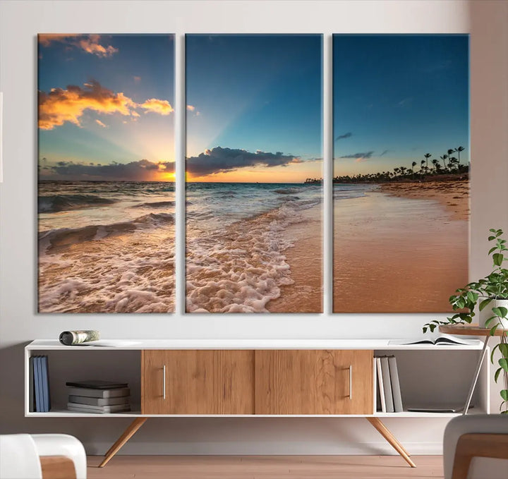 Stunning Coastal Sunset Canvas Print Wall Art for Ocean & Beach LoversA Must-Have Decor Piece