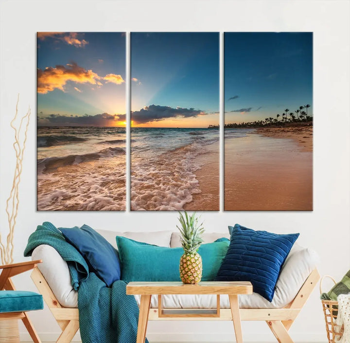 Stunning Coastal Sunset Canvas Print Wall Art for Ocean & Beach LoversA Must-Have Decor Piece